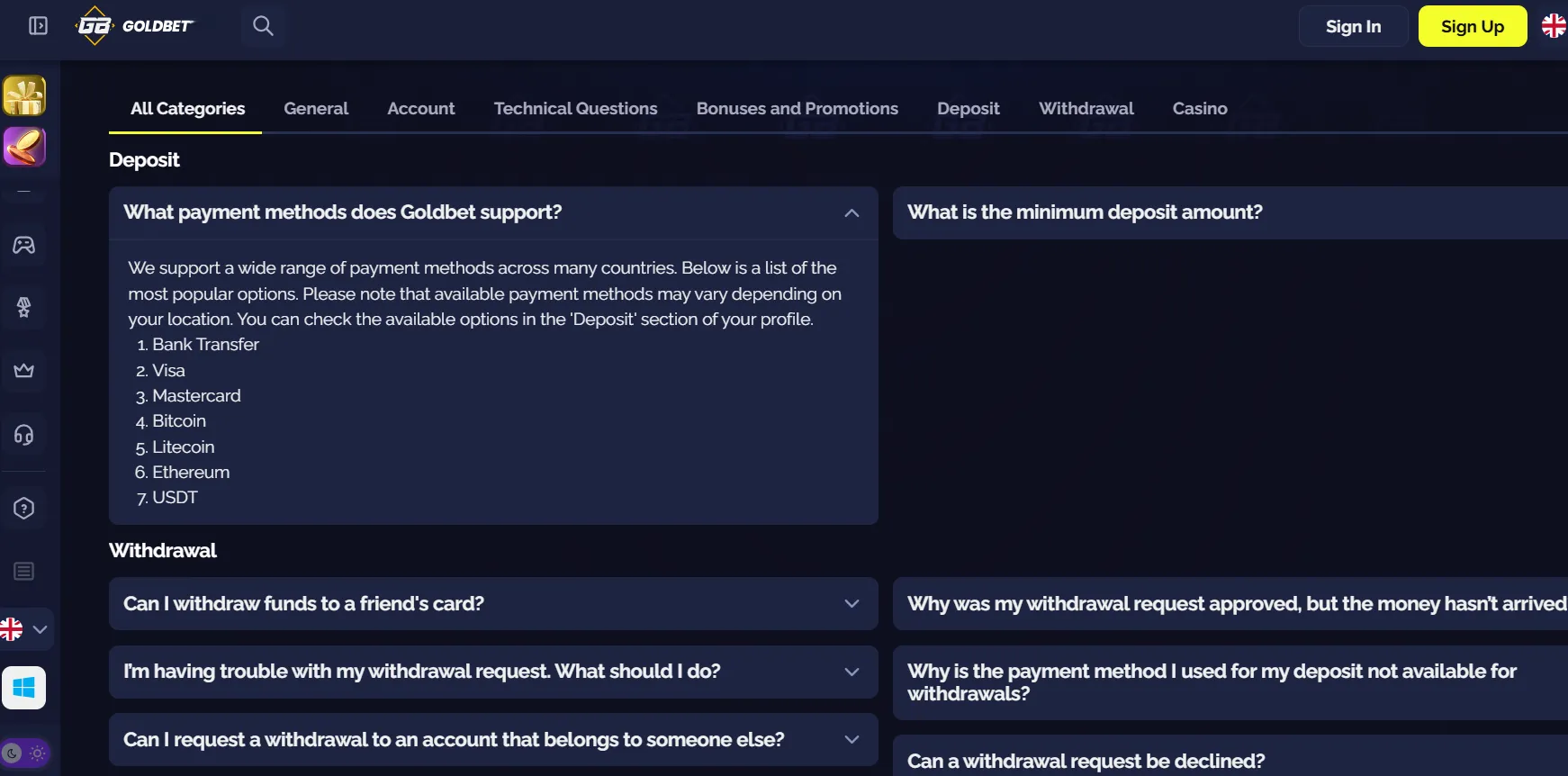Goldbet Payment Methods and Deposits – UK Banking Guide 2026